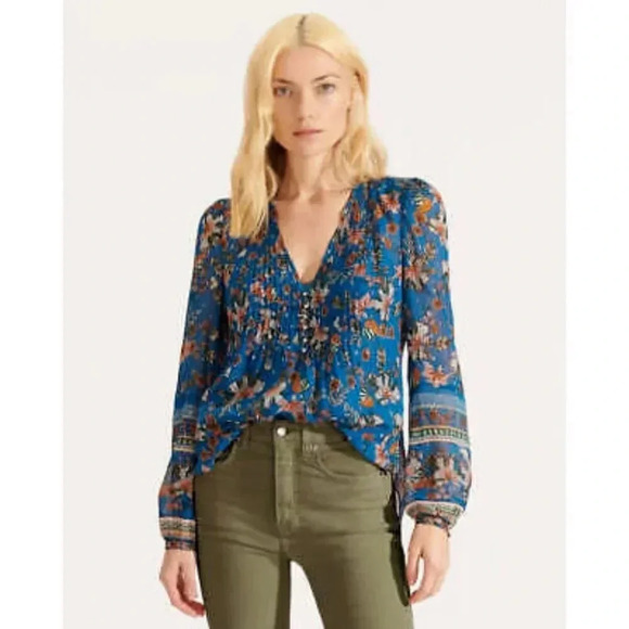 New $395 Veronica Beard Silk Lowell Blouse + Cami Set Size 20 Metallic Blue - Picture 1 of 13